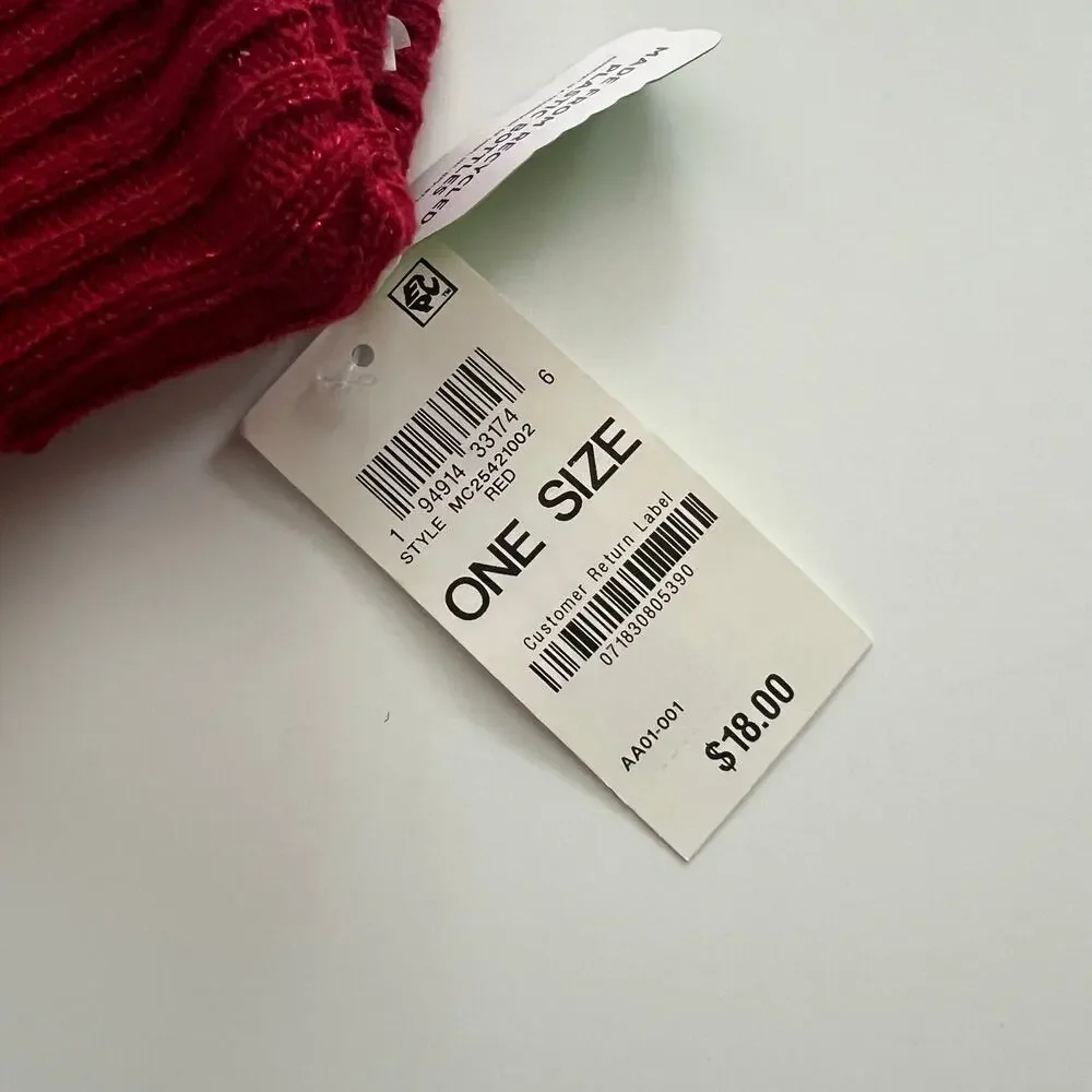 Style & Co metallic knit gloves red